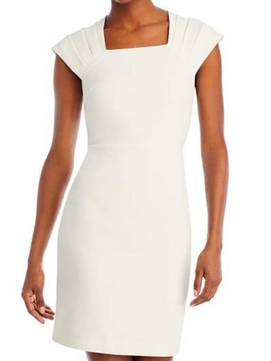 Alice + Olivia Dresses & Skirts - Alice + Olivia Kiro Pleated Shoulder Dress in Ivory